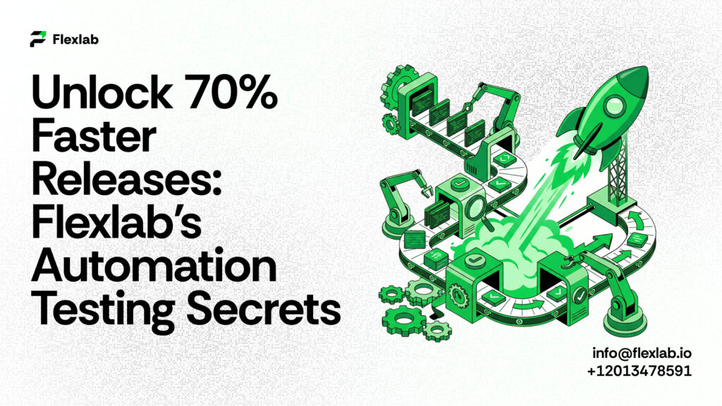 Illustration showing a faster software release cycle with Flexlab's AI-powered automation testing