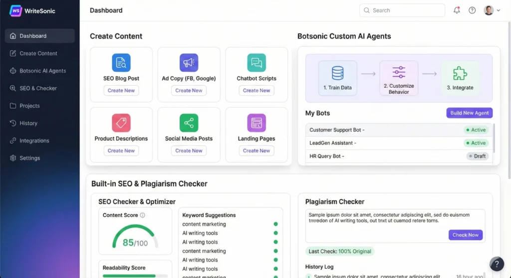 WriteSonic AI content generation tool for marketers