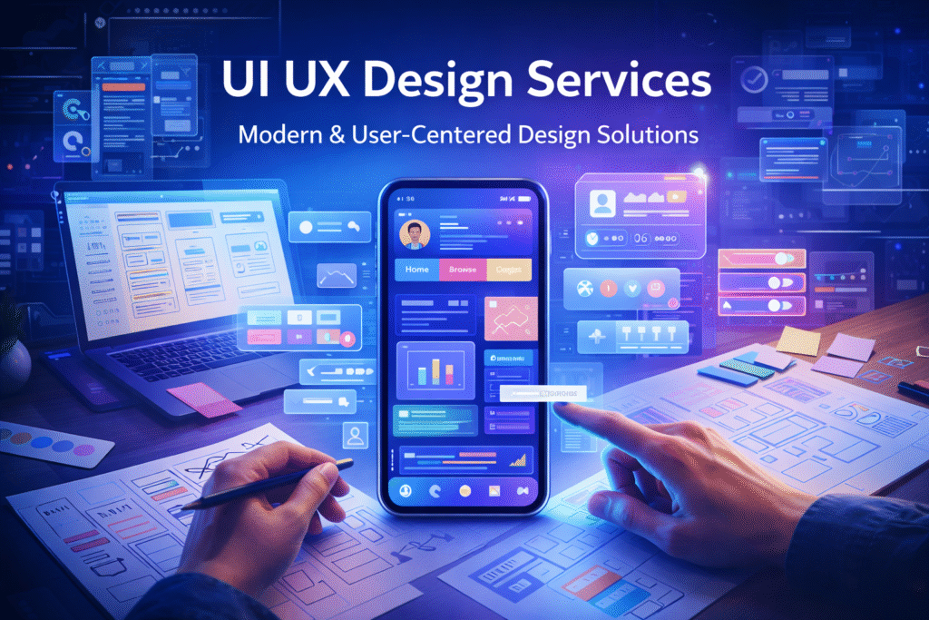 UI UX design workspace in action