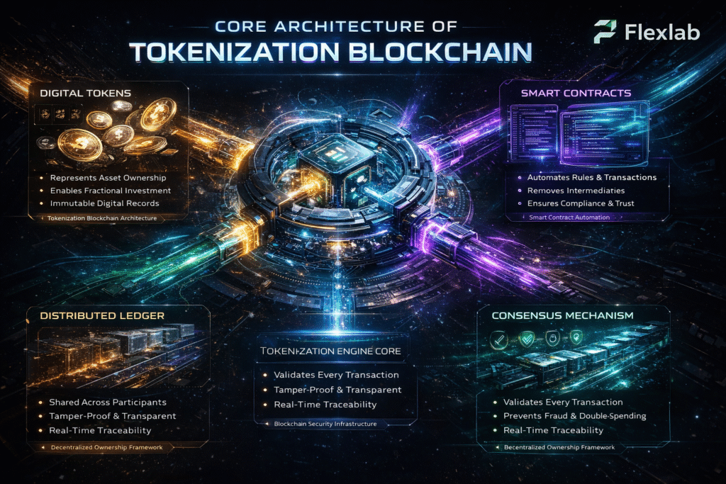Blockchain architecture showing digital asset infrastructure
